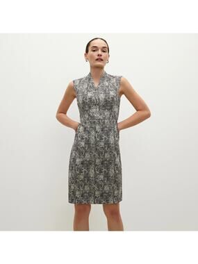 M.M.LaFleur The Aditi Dress Cream and Black Size 8 V-Neck Sleeveless Back Zipper